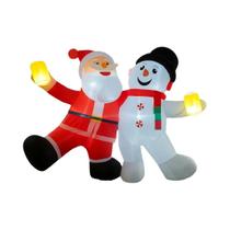 Papai Noel E Boneco De Neve Infláveis Com Luzes LED Para Decoração De Natal Ao Ar Livre 1.8M