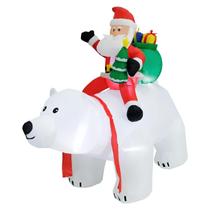 Papai Noel E Urso Inflável De Decoração Natal Com Luz De Led Papai Noel E Urso Inflável De Decoração Natal Com Luz De Led