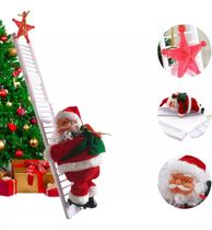 Papai Noel Eletrico Musical Subindo Escada Natal Enfeite Colocar na Arvore Desce e Sobe