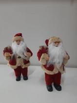 Papai noel em latex e tecido com barba iluminada, aprox 30cm