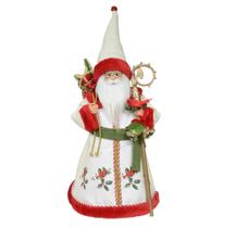 Papai Noel em Pé com Cajado e Saco Presentes 45cm Off White
