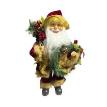 Papai Noel Em Pé Com Casaco Veludo Vinho 40CM 30344