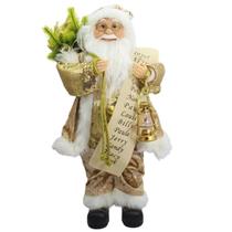 Papai Noel em pé com lista de nomes, lanterna e saco de presentes 45 cm Papai Noel em pé com lista de nomes, lanterna e saco de presentes 45 cm