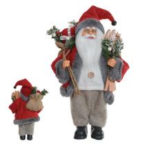Papai Noel Em Pe Esquiador Vermelho E Cinza 30cm Papai Noel Em Pe Esquiador Vermelho E Cinza 30cm