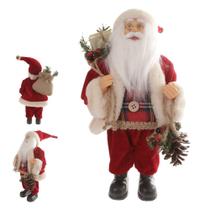 Papai Noel Em Pe Saco De Presente Vermelho Xadrez 30cm Natal