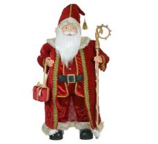 Papai Noel em Pé Vermelho com Cajado Dourado 30cm Papai Noel em Pé Vermelho com Cajado Dourado 30cm