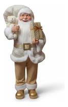 Papai Noel Enfeite De Luxo Natal 46 Cm Dourado Urso Presente