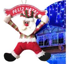 Papai Noel Enfeite De Porta Pisca Luzinha Cascata Varal Led