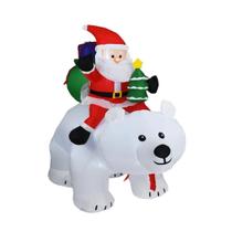 Papai Noel Gigante Inflável 1,80m Sentado no Urso Polar Papai Noel Gigante Inflável 1,80m Sentado no Urso Polar