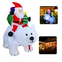 Papai Noel Gigante Inflável Natal Urso Polar Decoração Luz 1,70 m 110V/220V - Vai de Tech