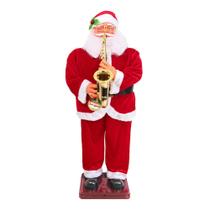 Papai Noel Gigante Musical Toca Saxofone e Dança Decoração Natalina de Luxo