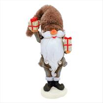 Papai Noel Gorro Bege Caixinha De Presente Enfeite Natalino Papai Noel Gorro Bege Caixinha De Presente Enfeite Natalino