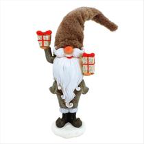 Papai Noel Gorro Marrom Caixinha Presente Enfeite Natalino Papai Noel Gorro Marrom Caixinha Presente Enfeite Natalino
