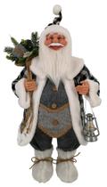 Papai Noel Grande Cinza Xadrez Decoração Natal 70cm