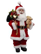 Papai Noel Grande com Urso Vermelho Decoração Natal 90cm