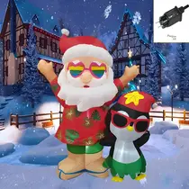 Papai Noel Inflável De Natal Ao Ar Livre De 6FT Com Tema De Pinguim E Decorações De Havai,