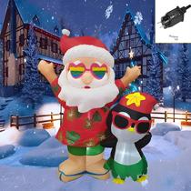 Papai Noel Inflável De Natal Ao Ar Livre De 6FT Com Tema De Pinguim E Decorações De Hawaii, Papai Noel Inflável De Natal Ao Ar Livre De 6FT Com Tema De Pinguim E Decorações De Hawaii,