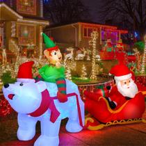 Papai Noel inflável de Natal Max Fun em trenó de 2,9 m com LEDs