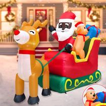 Papai Noel Inflável de Natal TURNMEON - 2,1m com Cachorro