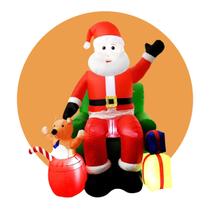Papai Noel Inflável Poltrona C/Luz Led Decoração Natal 2,3m
