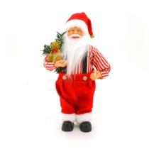 Papai Noel Jardineira Listrado Vermelho e Urso de Pelúcia 30cm Papai Noel Jardineira Listrado Vermelho e Urso de Pelúcia 30cm