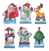 Papai Noel Kit 6 Displays Totens De Mesa Kit Enfeites Natal