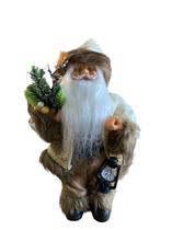 Papai Noel Lanterna com arranjo marrom pele 30cm