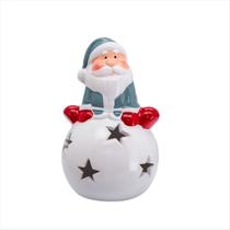 Papai Noel Led Sentado Em Bola De Neve Estrelada 12CM Natal