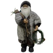 Papai Noel Lenhador em Pé com Saco de Presente e Guirlanda