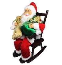 Papai Noel Luxo Cadeira Balanço Madeira Saco Presentes E - Master Christmas