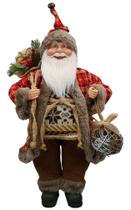 Papai Noel Médio Country Marrom/Vermelho Rústico 50cm