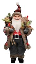 Papai Noel Médio Rústico Vermelho/Marrom Country Natal 50cm