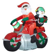 Papai Noel Moto Inflavel Pinguim Natal Decoraçao Natalina Loja Shopping Casa Hall Entrada Fim de Ano Evento Comemoraçao
