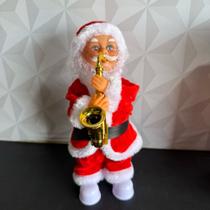 Papai noel musical com som e luz a pilha com violino de enfeite de natal decorativo
