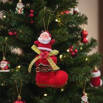 Papai Noel Na Botinha Enfeite Natalino Com 2 Unid Papai Noel Na Botinha Enfeite Natalino Com 2 Unid