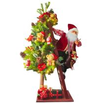 Papai Noel na Escada Árvore de Natal Decorada Ursos 115cm Bivolt Saldão - Zona Livre