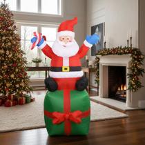 Papai Noel Natal Presente Inflável C/luz Led Decoração 1,80m Papai Noel Natal Presente Inflável C/luz Led Decoração 1,80m