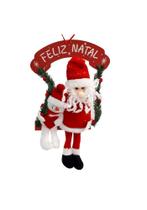 Papai Noel No Balanço Enfeite Pendente Porta Natal 50 Cm