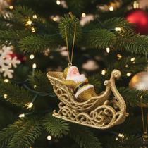 Papai Noel No Trenó Com Glitter Enfeite Natalino Papai Noel No Trenó Com Glitter Enfeite Natalino