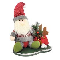Papai Noel Pelúcia na Cerca Base Madeira Presentes e Pinhas- Master Christmas Papai Noel Pelúcia na Cerca Base Madeira Presentes e Pinhas- Master Christmas