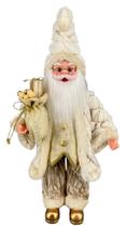 Papai Noel Pequeno Creme/Gold Tecido Decoração Natal 50cm