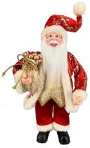 Papai Noel Pequeno Dourado/Vermelho Decoração Natal 30Cm Papai Noel Pequeno Dourado/Vermelho Decoração Natal 30Cm