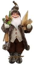 Papai Noel Pequeno Marrom Country Rustico Natal 45cm