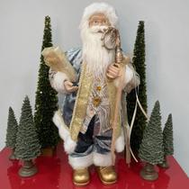 Papai Noel Roupa Azul e Dourada - 60cm