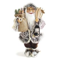 Papai Noel Rústico 45cm com Ski - Decoração Charmosa