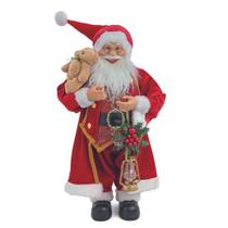 Papai Noel Segurando Urso Vermelho Branco Ouro 67cm - 1 Un - Cromus