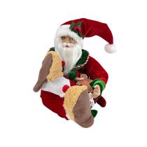 Papai Noel Sentado Com Roupão e Pantufa Enfeite Natal 45 cm Tok da Casa Papai Noel Sentado Com Roupão e Pantufa Enfeite Natal 45 cm Tok da Casa