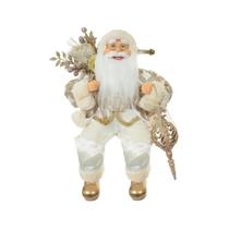 Papai Noel Sentado Dourado E Branco 45Cm Florarte Papai Noel Sentado Dourado E Branco 45Cm Florarte