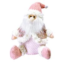 Papai Noel Sentado em Tecido Rose Decoração Luxuosa 32cm Papai Noel Sentado em Tecido Rose Decoração Luxuosa 32cm