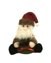 Papai Noel Sentado Rústico Tecido Saco Verde 23cm